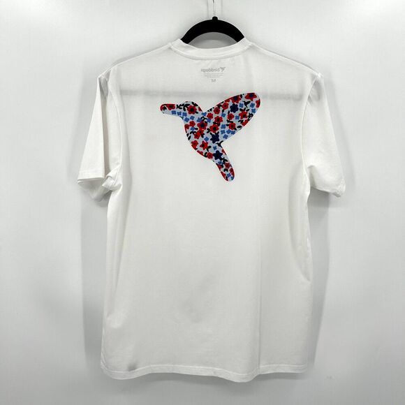BIRDDOGS Men's White Blue Red Floral Bird Graphic Print T-Shirt Size Medium - Picture 3 of 7